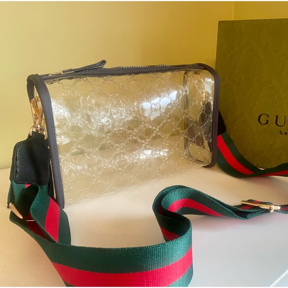 Gucci Bags Gucci By Gucci Clear Cosmetic Bag To Crossbody Stadium Poshmark